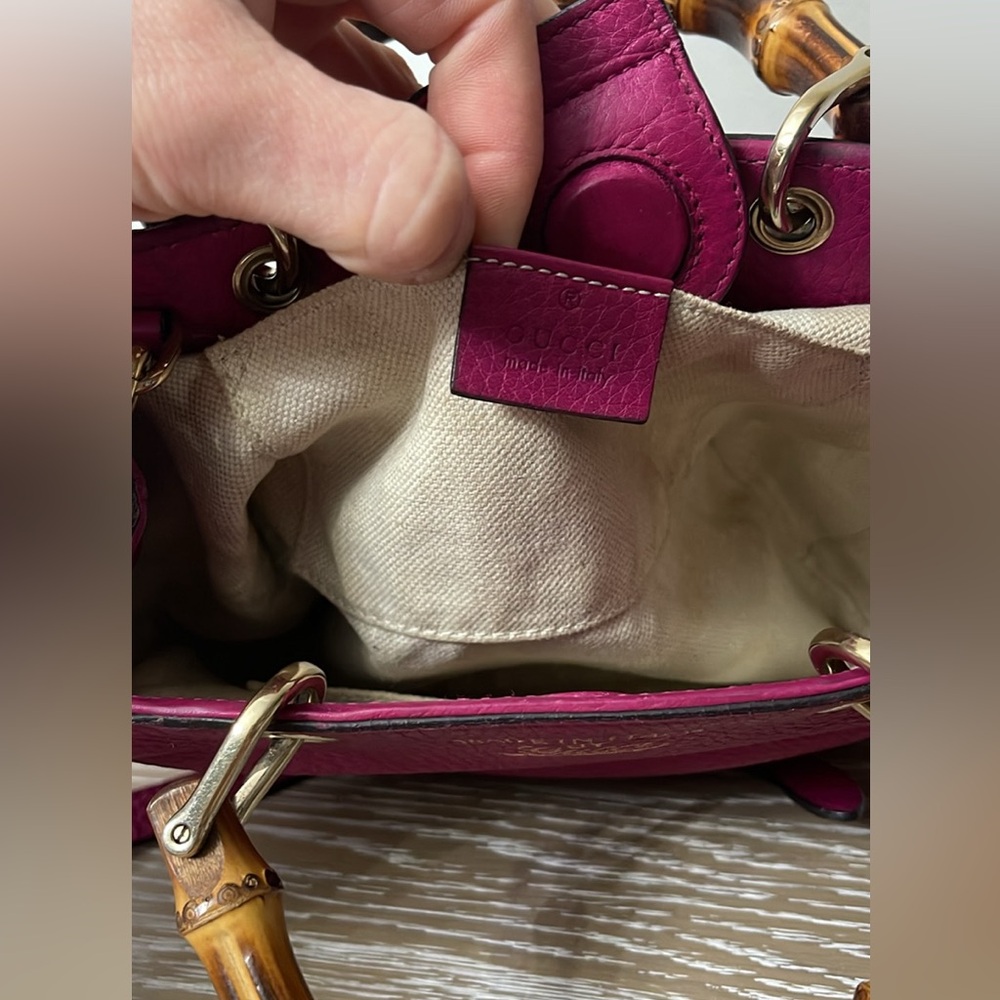 Gucci Pink Leather Bag Mini Size with Bamboo Handles - Picture 6 of 14